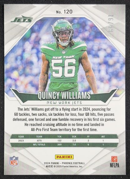 Quincy Williams 2024 Panini Phoenix Red /99 New York Jets
