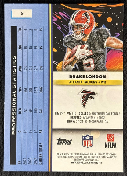 Drake London 2025 Topps Cosmic Chrome Falcons back