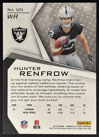 Hunter Renfrow 2019 Panini Rookies & Stars Red Blue /35 Raiders back