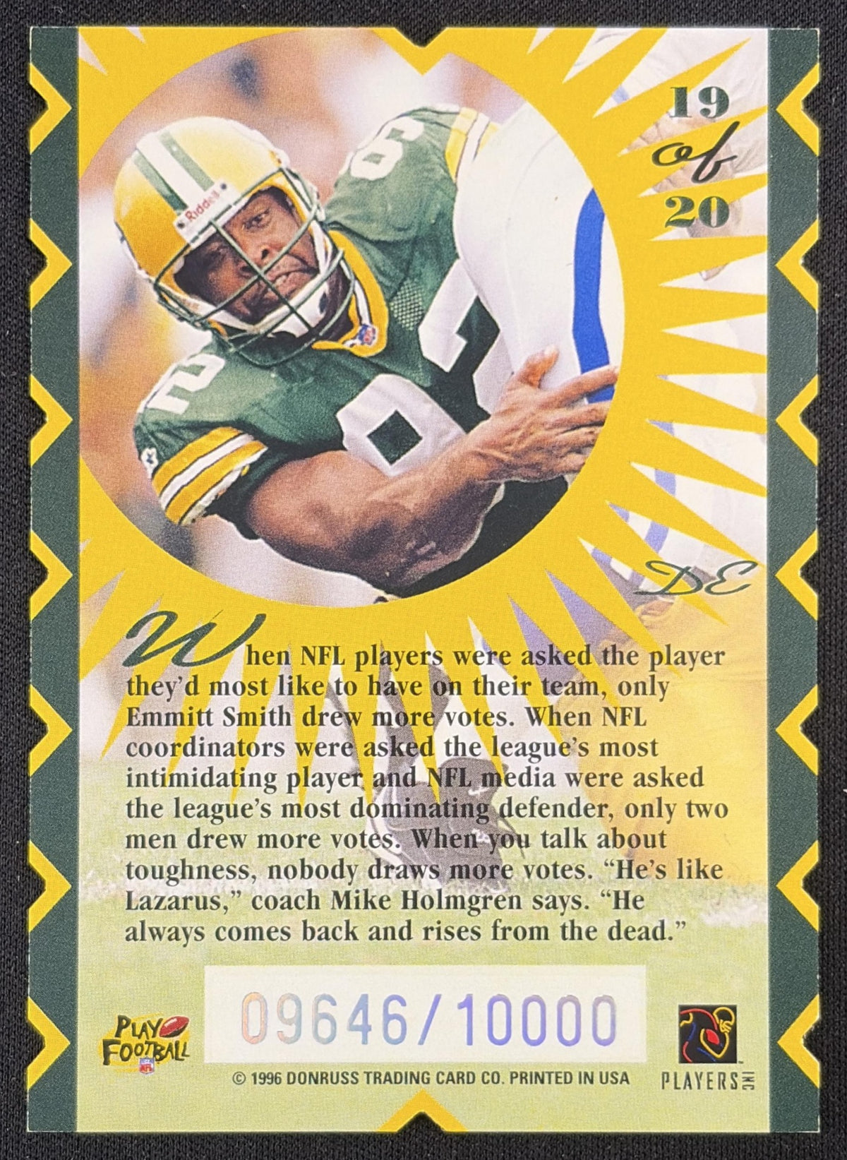 Reggie White 1996 Donruss Hit List /10000 Packers