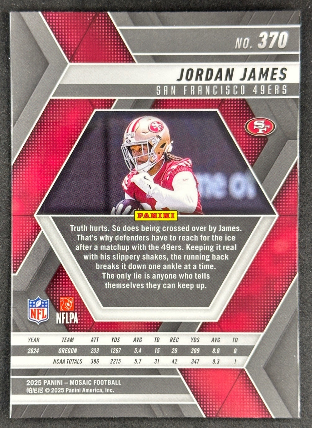 Jordan James 2025 Mosaic Rookies 49ers Sports Trading Card