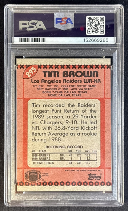Tim Brown 1990 Topps PSA 9 Raiders Football Cards