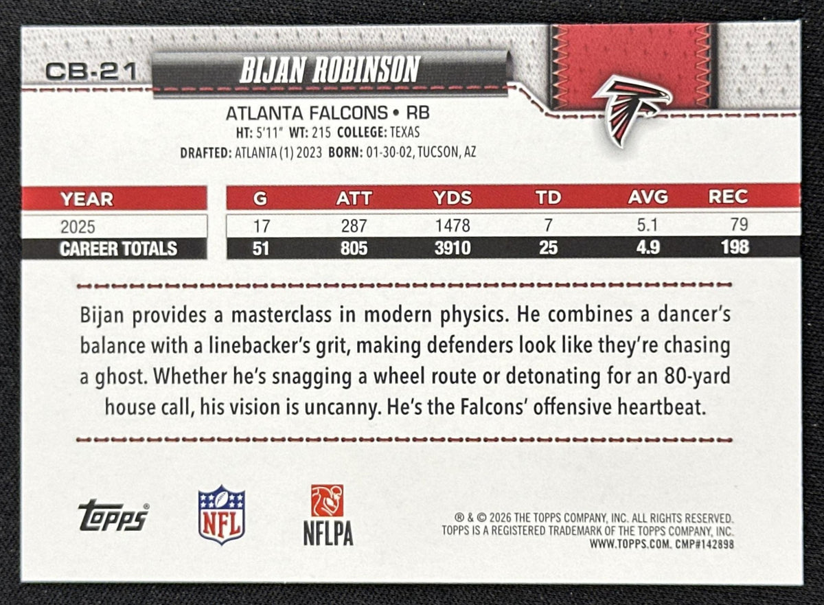 Bijan Robinson 2026 Topps Flagship Companion Card Falcons