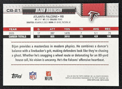 Bijan Robinson 2026 Topps Flagship Companion Card Falcons