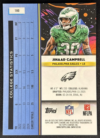 Jihaad Campbell 2025 Topps Cosmic Chrome Eagles back