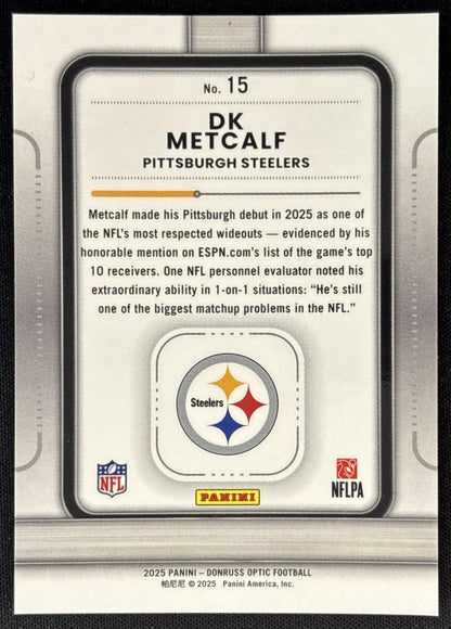 DK Metcalf 2025 Panini Donruss Optic Play Action Steelers back