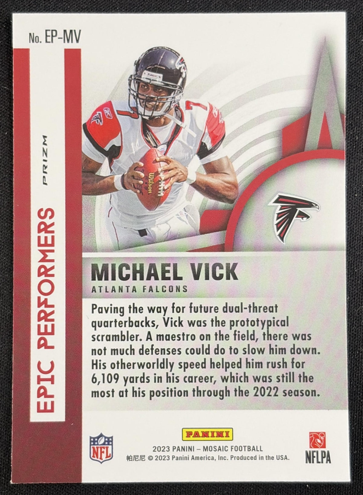 Michael Vick 2023 Panini Mosaic Epic Performers Mosaic Green Falcons Sports Trading Card