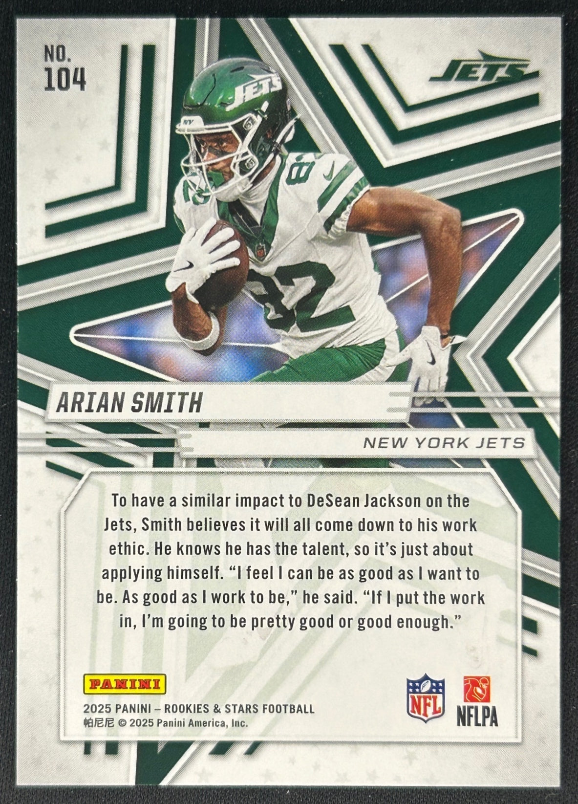 Arian Smith Preferred Rookies & Stars New York Jets Sports Trading Cards