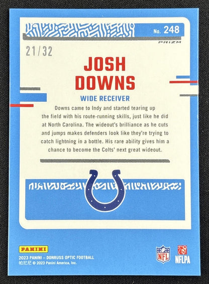 Josh Downs 2023 Panini Donruss Optic Shield Prizm /32 Colts
