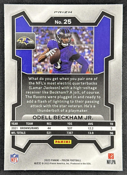 Odell Beckham Jr. 2023 Panini Prizm Red White and Blue Ravens Sports Trading Cards