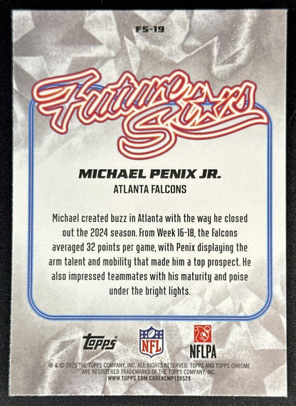 Michael Penix Jr. 2025 Topps Chrome Future Stars Aqua Refractor /199 Falcons