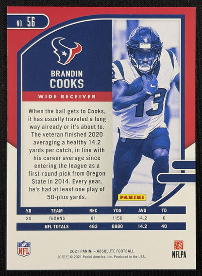 Brandin Cooks 2021 Panini Absolute Blue Diamonds /99 Texans