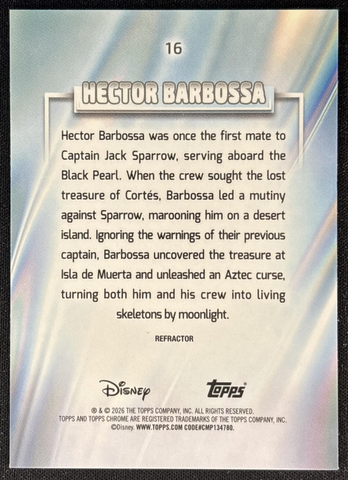Hector Barbossa 2026 Chrome Disney Prism Refractor Pirates of the Caribbean: On Stranger Tides Back