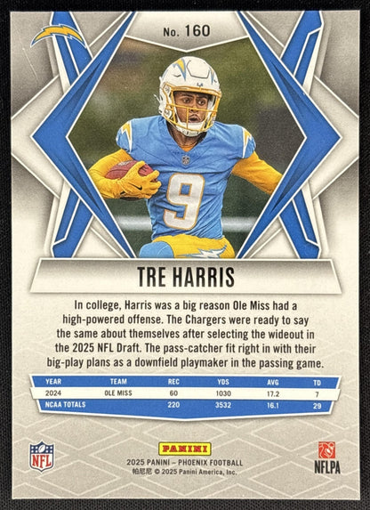 Tre Harris 2025 Panini Phoenix Silver Hyper Prizm Chargers back