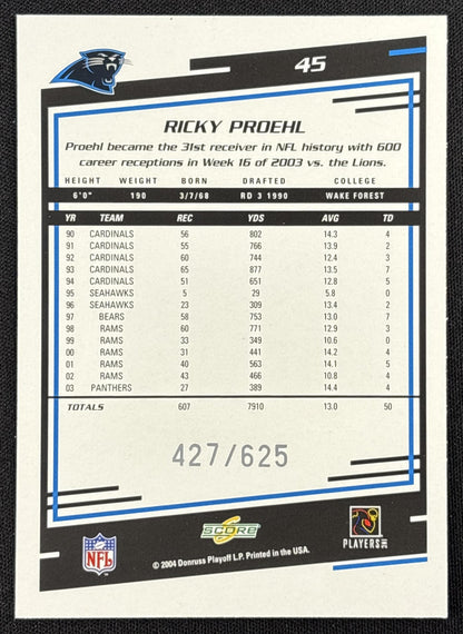 Ricky Proehl 2004 Score Scorecard /625 Panthers