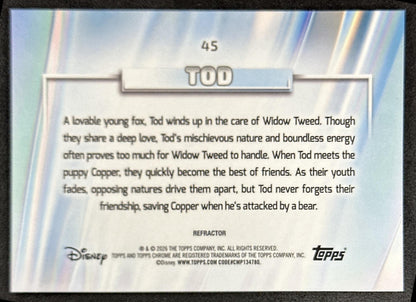 Tod 2026 Topps Chrome Disney When You Wish Upon A Star Refractor The Fox and Hound Back
