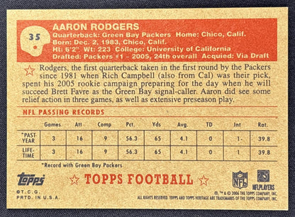 Aaron Rodgers 2006 Topps Heritage Packers
