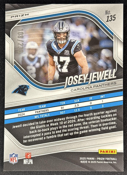 Josey Jewell 2025 Panini Prizm Blue Wave /230 Panthers Back