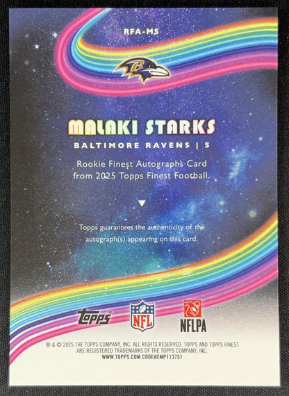 Malaki Starks 2025 Topps Finest Rookie Auto Ravens 2 back