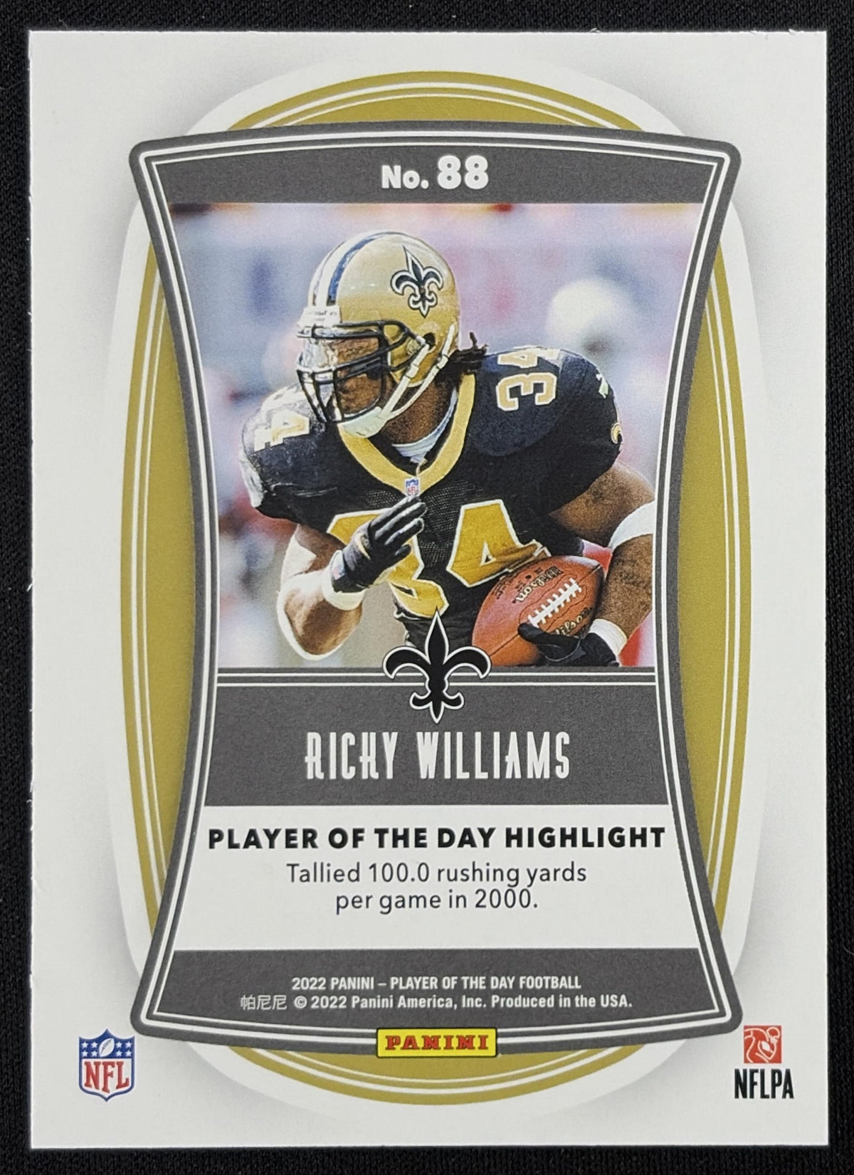 Ricky Williams 2022 Panini NFL Player of the Day Red /99 Saints