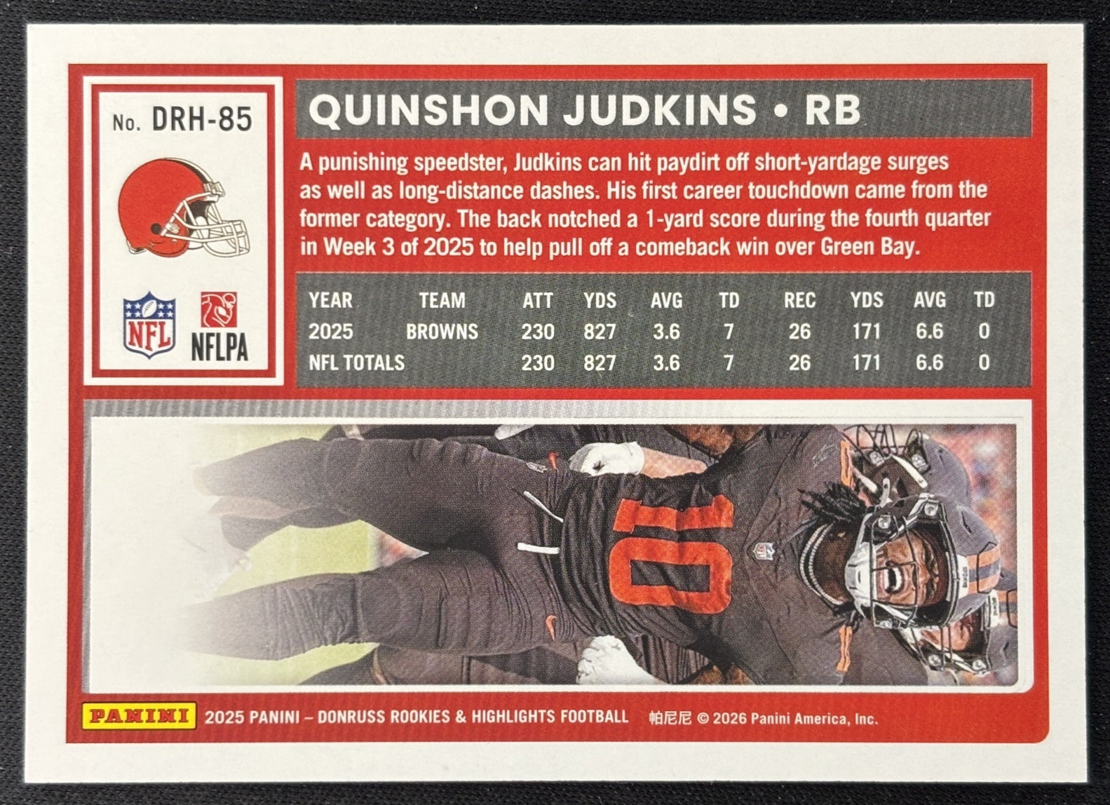 Quinshon Judkins 2025 Panini Donruss Rookies & Highlights Browns Sports Trading Cards