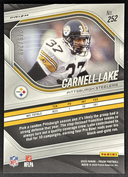 Carnell Lake 2025 Panini Prizm Orange /249 Steelers Sports Trading Card