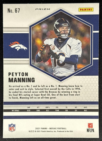 Peyton Manning 2021 Panini Mosaic Prizm Green Broncos Sports Trading Cards