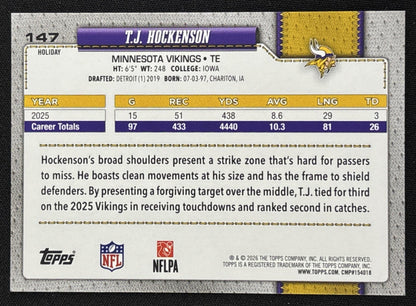 T.J. Hockenson 2026 Topps Holiday Glitter Vikings | Minnesota Vikings
