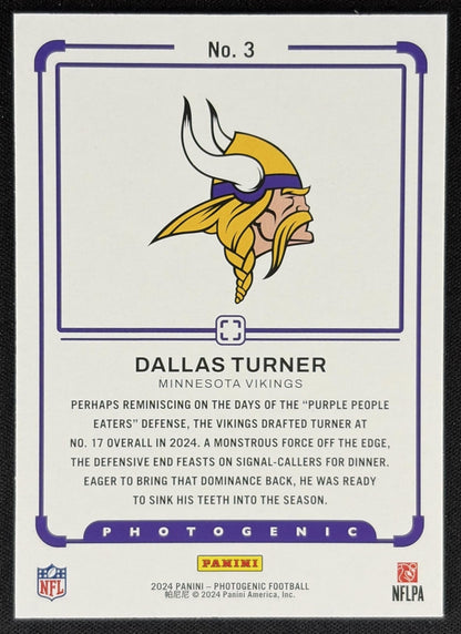 Dallas Turner 2024 Panini Photogenic Draft Snapshots Vikings