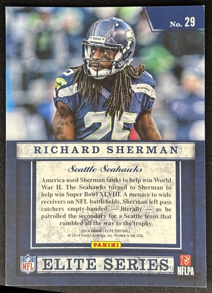 Richard Sherman 2014 Panini Elite Series Silver Seahawks Sports Trading Cards