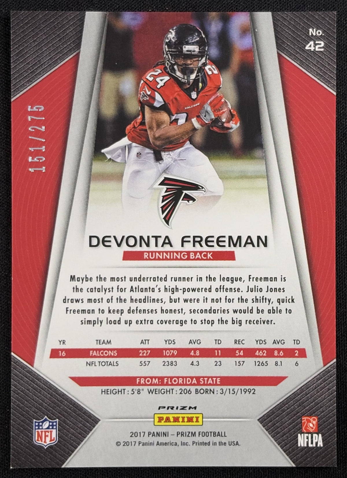 Devonta Freeman 2017 Panini Prizm Orange /275 Falcons