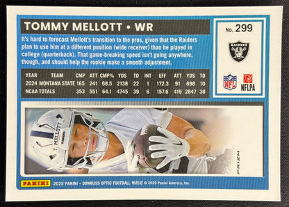 Tommy Mellott 2025 Donruss Optic Rated Rookie Pink Prizm Raiders Sports Trading Card