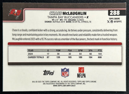 Chase McLaughlin 2025 Topps Chrome Buccaneers Sports Trading Cards