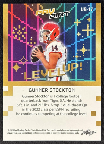 Gunner Stockton 2026 Leaf Paydirt Level Up! Green /10 back
