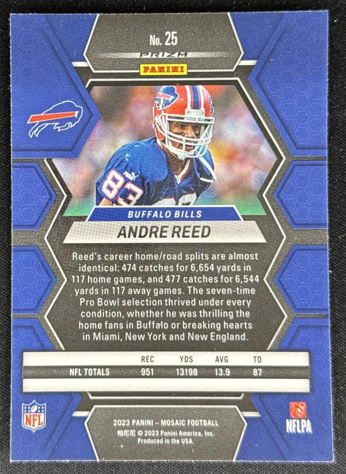 Andre Reed 2023 Panini Mosaic Reactive Blue Mosaic Bills Sports Trading Card