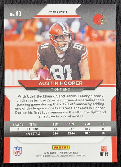 Austin Hooper 2020 Panini Prizm Blue Wave /199 Browns