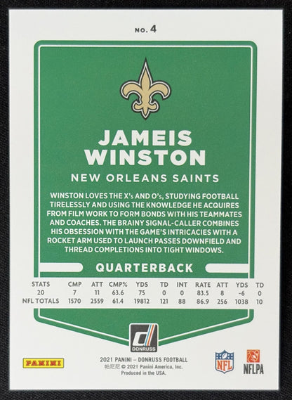 Jameis Winston 2021 Panini Donruss Press Proof Premium Saints - New Orleans Saints
