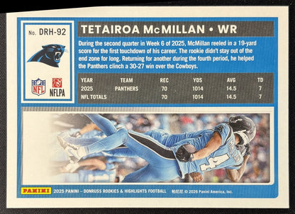 Tetairoa McMillan 2025 Panini Donruss Rookies & Highlights Panthers Sports Trading Cards