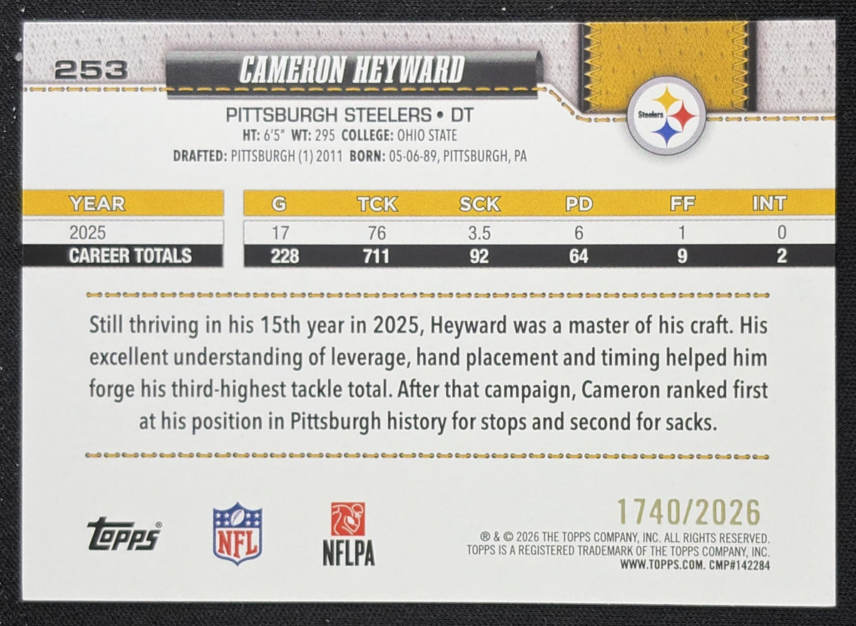Cameron Heyward 2026 Topps Gold /2026 Steelers