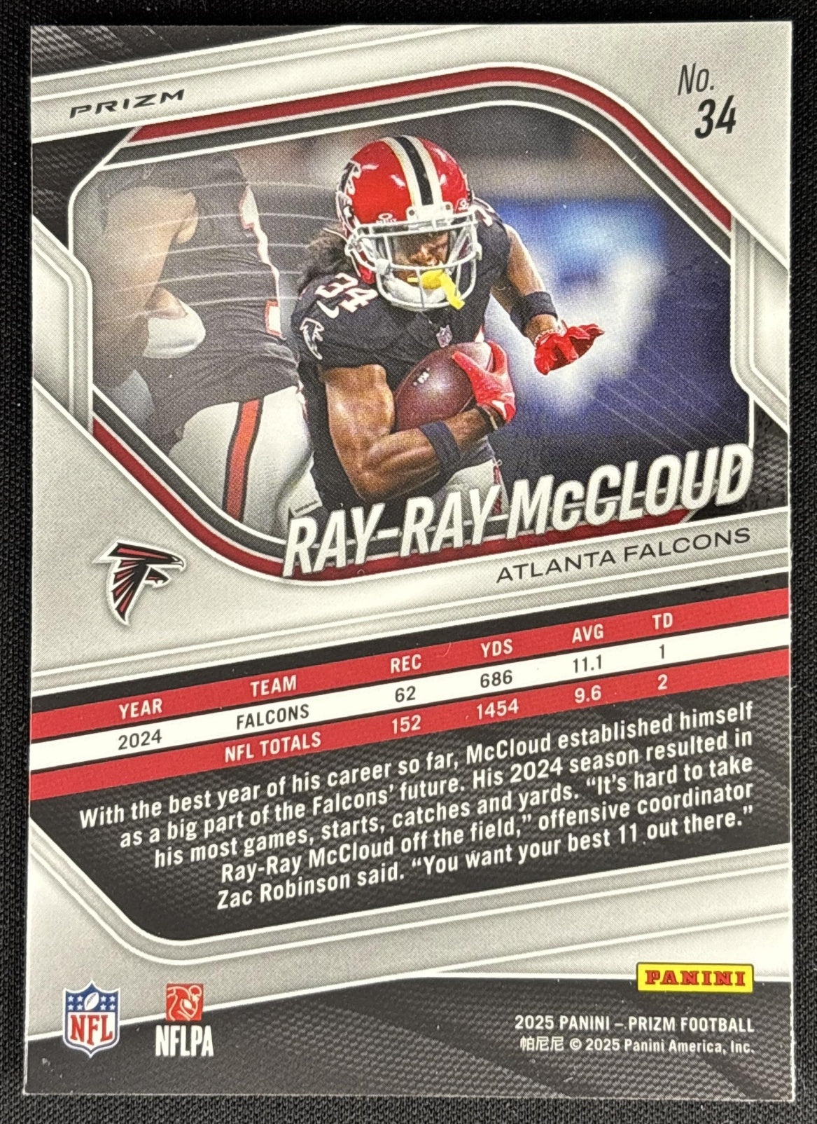 Ray-Ray McCloud 2025 Panini Prizm Neon Green Pulsar Falcons Sports Trading Card