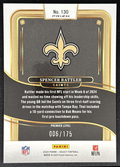 Spencer Rattler 2024 Panini Select Premier Blue Prizm /175 Saints