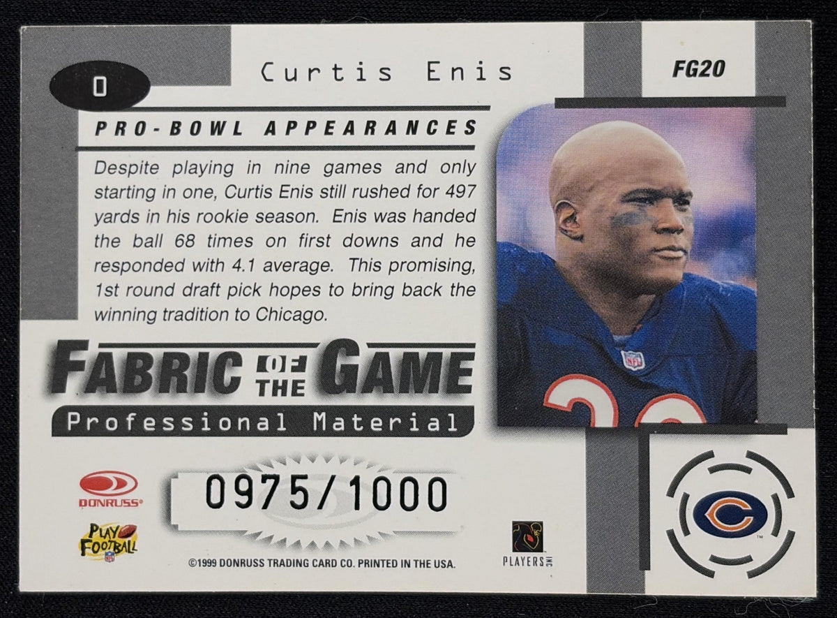 Curtis Enis 1999 Leaf Certified Fabric of the Game /1000 Bears - back