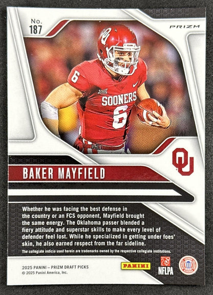 Baker Mayfield 2025 Panini Prizm Draft Picks Red Ice Sooners Buccaneers - Back