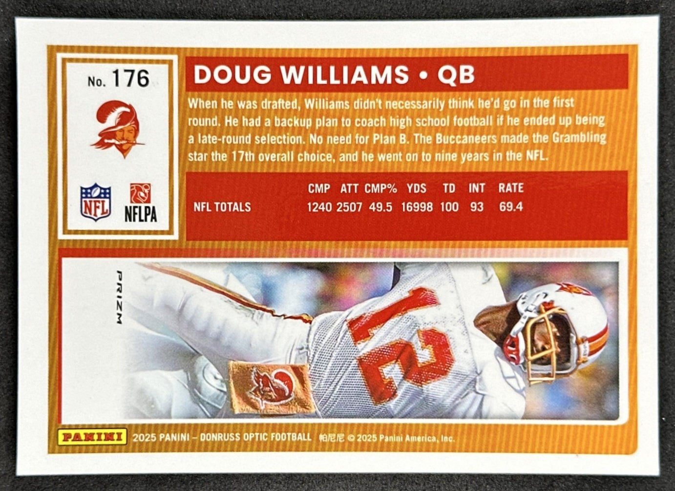 Doug Williams 2025 Panini Donruss Optic Holo Prizm Buccaneers Back