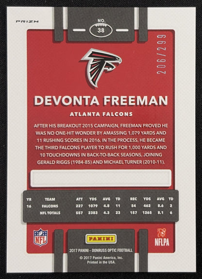 Devonta Freeman 2017 Panini Donruss Optic Aqua /299 Falcons