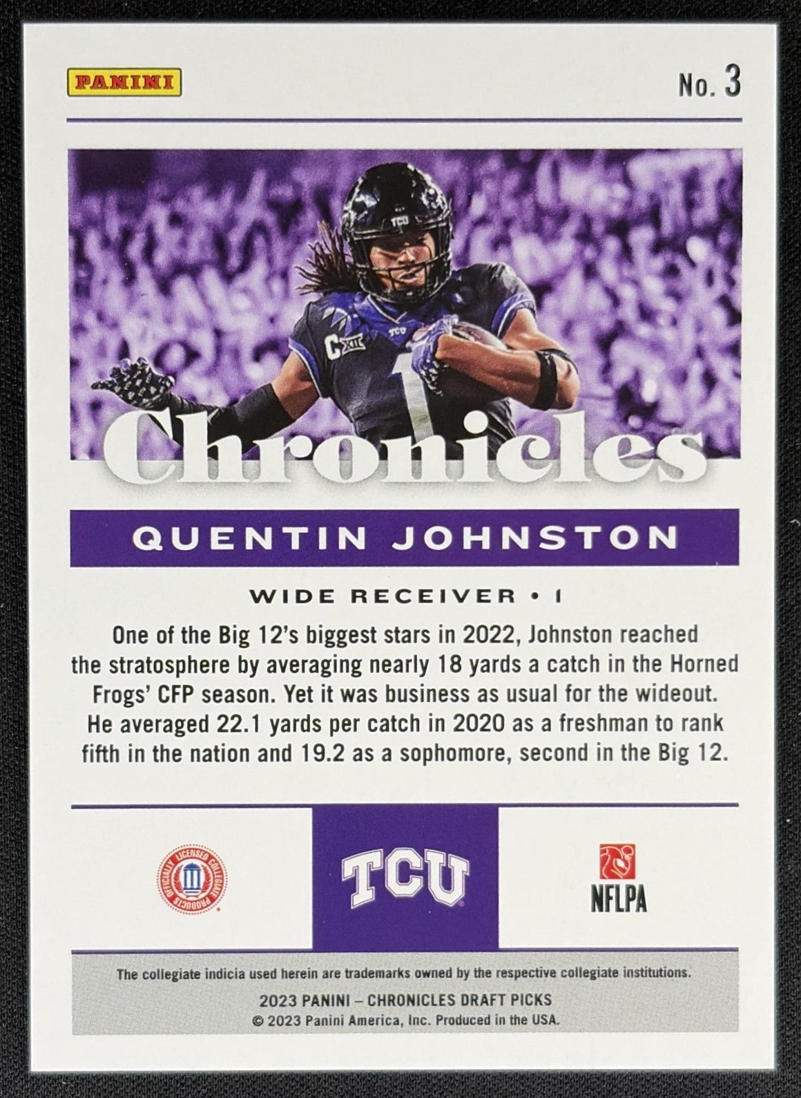 Quentin Johnston 2023 Panini Chronicles Draft Picks Red /149 Horned Frogs