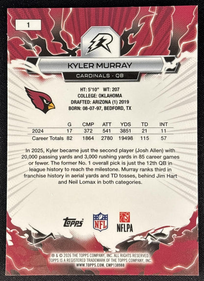 Kyler Murray 2025 Topps Resurgence Cardinals Arizona Cardinals back