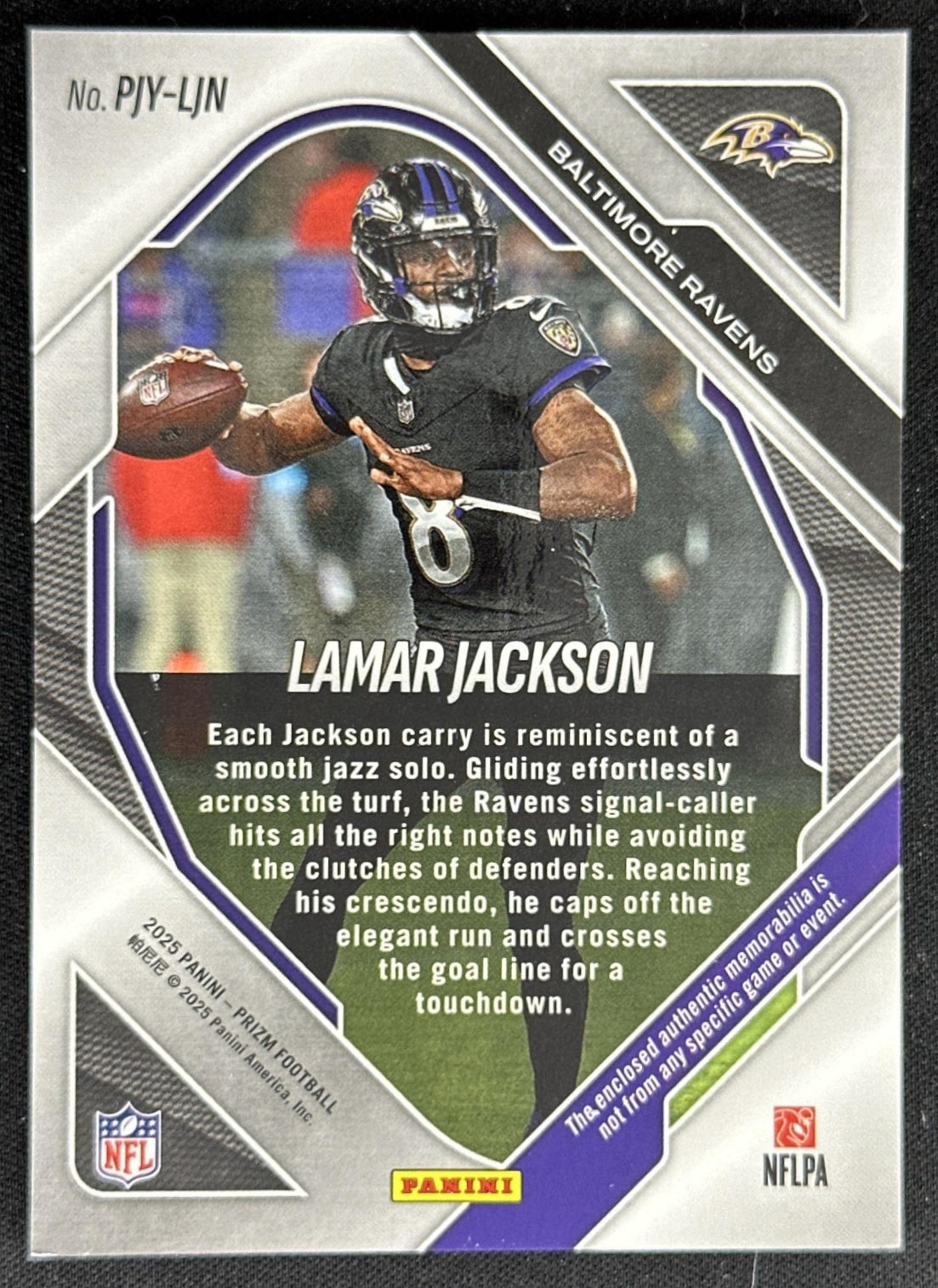 Lamar Jackson 2025 Panini Prizm Premier Jerseys Ravens