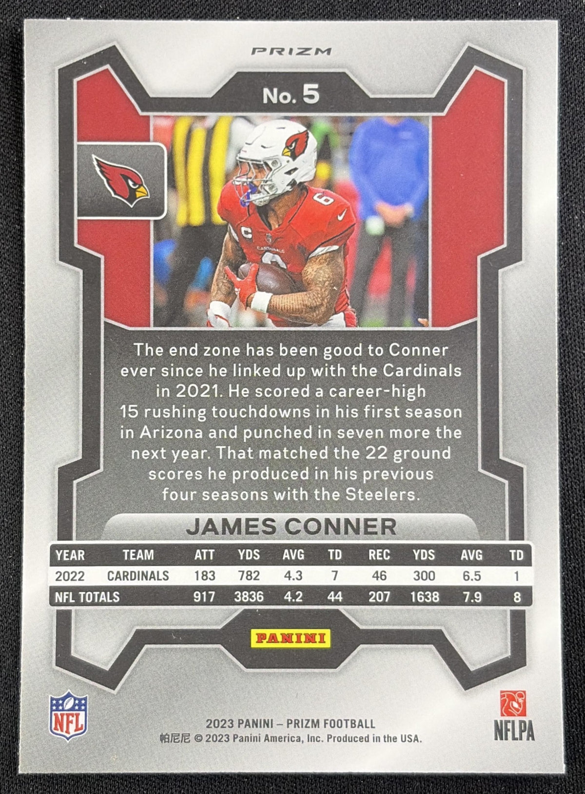 James Conner 2023 Panini Prizm Orange Ice Cardinals Sports Trading Card