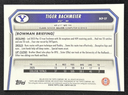 Tiger Bachmeier 2026 Bowman Chrome Prospects Cougars back